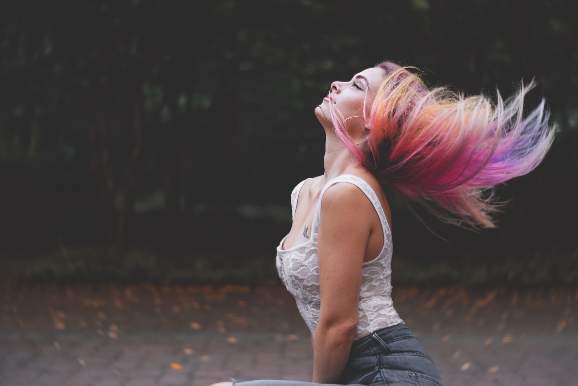 Rainbow in her hair